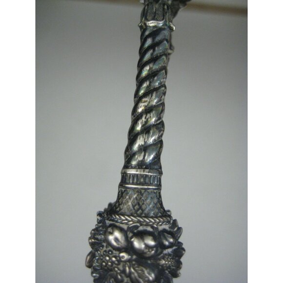 Antique Silver Ornate Sugar Tongs Floral Twisted Rope Design Cornucopia Urn - Picture 8 of 8